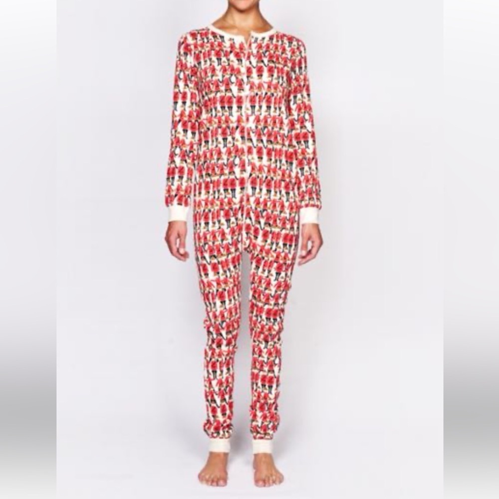 Arborist cotton waffle-weave one-piece RCMP Mountie Red Serge print onesie NWOT